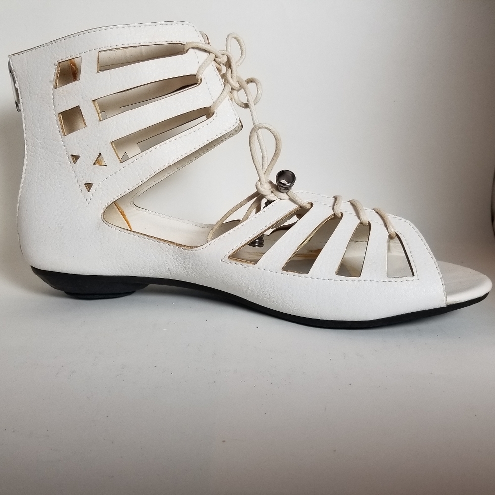 NWOT - White Gladiator Sandals - Vegan Leather